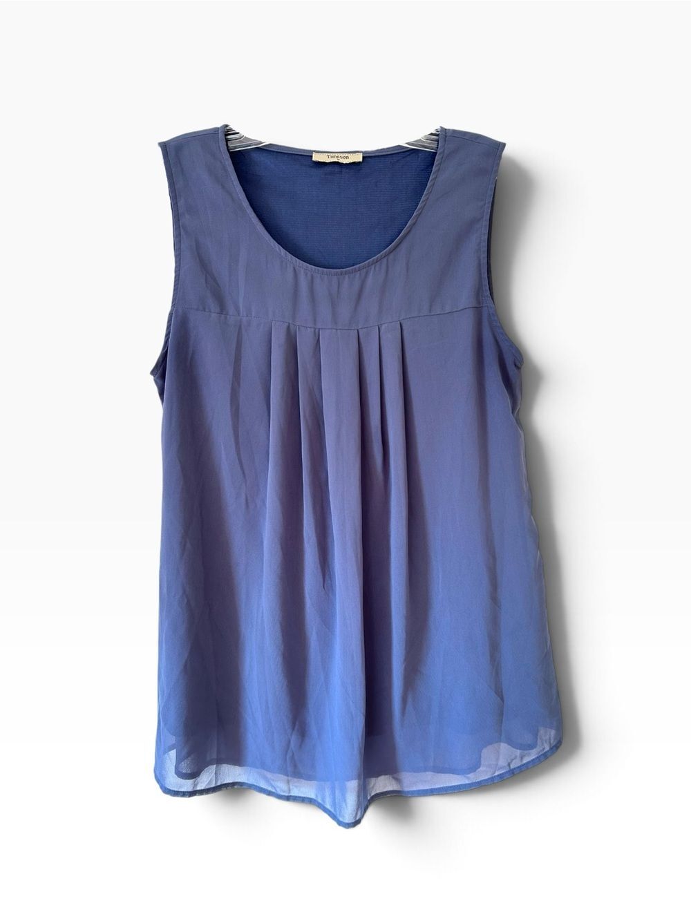 Women’s Slate Blue Pleated Sleeveless Tank by Timeson